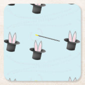 帽子に入ったバニーと青い魔法 スクエアペーパーコースター (正面)