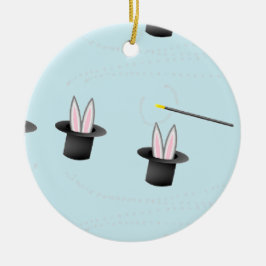 帽子に入ったバニーと青い魔法 セラミックオーナメント