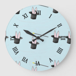 帽子に入ったバニーと青い魔法 ラージ壁時計