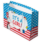 帽子ねこ | 女の子のベビーシャワー ラージペーパーバッグ (裏面アングル)
