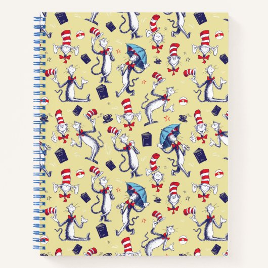 帽子ねこ | 黄色のパターン ノートブック (正面)
