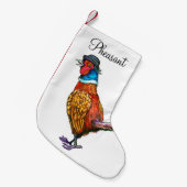 帽子のおもしろいなキジ スモールクリスマスストッキング (正面 (吊り時))