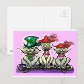 帽子のおもしろい猫 ポストカード (正面/裏面)