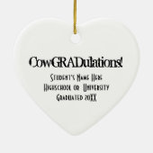 帽子のお祝いの卒業のおもしろいな牛 セラミックオーナメント (裏面)