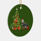 帽子のかざりのクリスマスを持つ禿げた鷲 セラミックオーナメント (右)