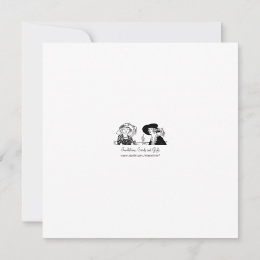 帽子のエレガントなブライダルシャワーのヴィンテージの女性 招待状 (裏面)