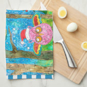 帽子のキッチンタオルでかわいいクリスマスフクロウ キッチンタオル (四つ折り)