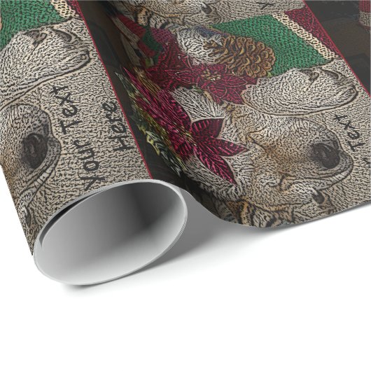 帽子のクリスマスの装飾と眠るかわいい秋田 ラッピングペーパー (ロールコーナー)