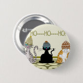 帽子のクリスマスの3匹の猫 缶バッジ (正面&裏面)