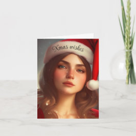 帽子のクリスマスカードを持った女の子 カード