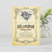 帽子のゴシックスカルハロウィーンの衣装パーティー 招待状 (スタンド正面)