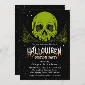 帽子のゴシックスカルハロウィーンの衣装パーティー 招待状 (正面/裏面)