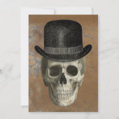 帽子のゴシックスカルハロウィーンの衣装パーティー 招待状 (裏面)