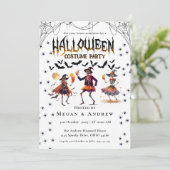 帽子のゴシックスカルハロウィーンの衣装パーティー 招待状 (スタンド正面)