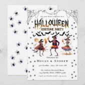 帽子のゴシックスカルハロウィーンの衣装パーティー 招待状 (正面/裏面)