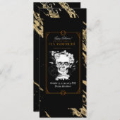 帽子のゴシックスカルハロウィーンの衣装パーティー 招待状 (正面/裏面)