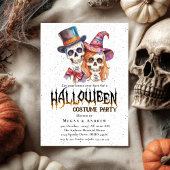 帽子のゴシックスカルハロウィーンの衣装パーティー 招待状