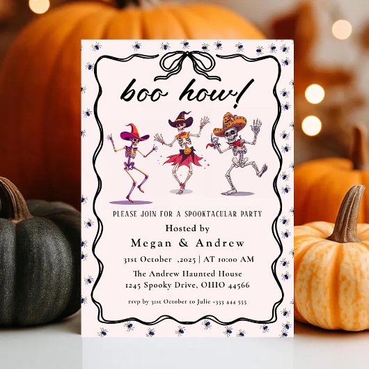 帽子のゴシックスカルハロウィーンの衣装パーティー 招待状