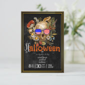 帽子のゴシックスカルハロウィーンの衣装パーティー 招待状 (スタンド正面)