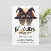 帽子のゴシックスカルハロウィーンの衣装パーティー 招待状 (スタンド正面)