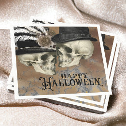 帽子のゴシックスカルヴィンテージハロウィーン スタンダードカクテルナプキン