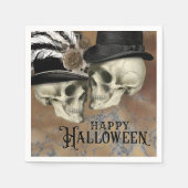 帽子のゴシックスカルヴィンテージハロウィーン スタンダードカクテルナプキン (正面)