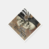 帽子のゴシックスカルヴィンテージハロウィーン スタンダードカクテルナプキン (角)