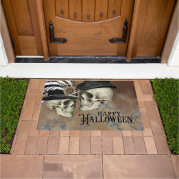 帽子のゴシックスカルヴィンテージハロウィーン ドアマット