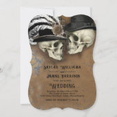 帽子のゴシック結婚スカル 招待状 (正面)