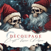 帽子のサンタスカルゴシック様式のクリスマスデコパージュ 薄葉紙