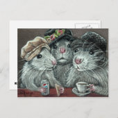 帽子のネズミ食べ物のランチポストカード ポストカード (正面/裏面)