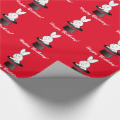 帽子のハッピーバースデーの魔法のウサギ ラッピングペーパー (角)