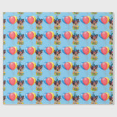 帽子のハッピーバースデー犬 ラッピングペーパー (フラット)