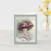 帽子のビクトリアン婦人 カード (黄色い花)