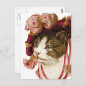 帽子のビクトリアン猫 ポストカード (正面/裏面)
