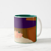 帽子のマグを持つ女の子 ツートーンマグカップ (正面右)