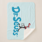 帽子のヴィンテージロゴの猫 シェルパブランケット (正面)