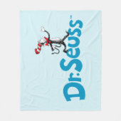 帽子のヴィンテージロゴの猫 フリースブランケット (正面)