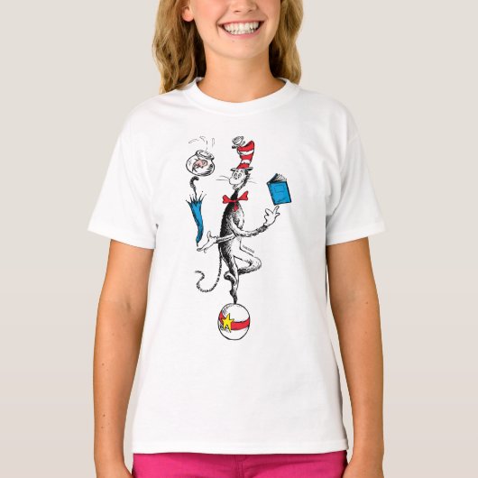 帽子の中の猫のバランスアクション Tシャツ (正面)