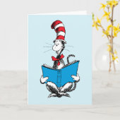 帽子の中の猫の読書 カード (黄色い花)
