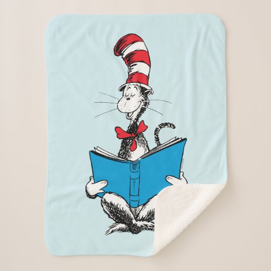 帽子の中の猫の読書 シェルパブランケット (正面)