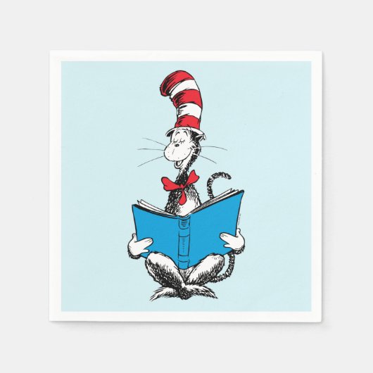 帽子の中の猫の読書 スタンダードカクテルナプキン (正面)