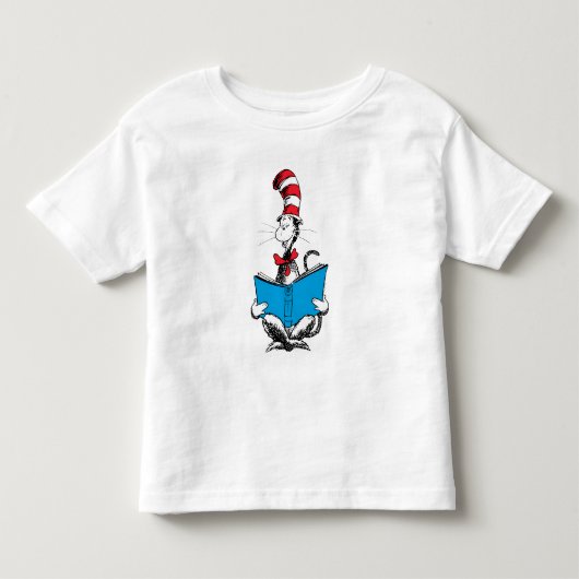 帽子の中の猫の読書 トドラーTシャツ (正面)
