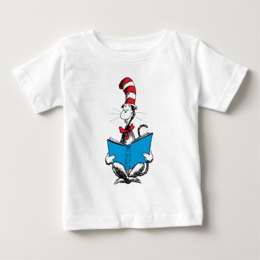 帽子の中の猫の読書 ベビーTシャツ (正面)
