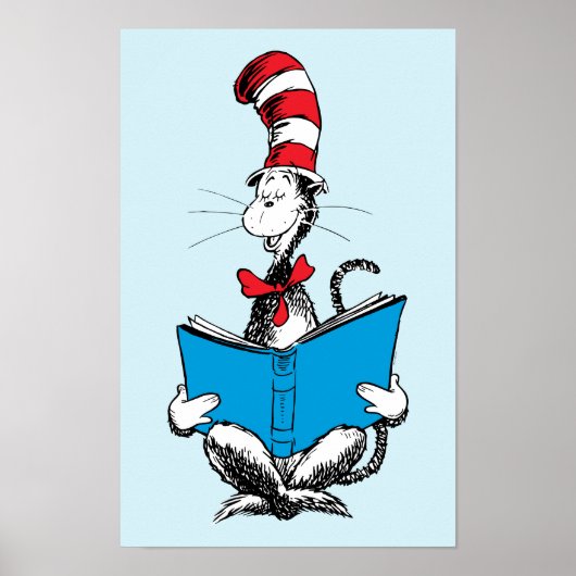 帽子の中の猫の読書 ポスター (正面)