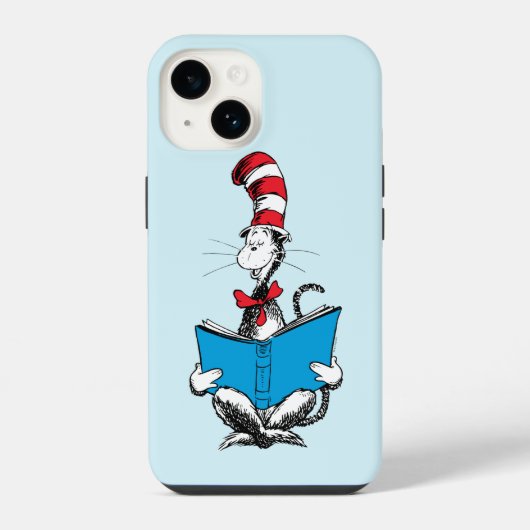 帽子の中の猫の読書 iPhoneケース (裏面)