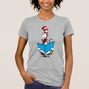 帽子の中の猫の読書 Tシャツ