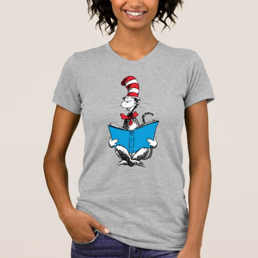 帽子の中の猫の読書 Tシャツ (正面)