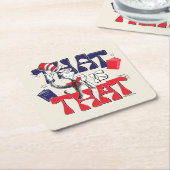 帽子の中の猫 | そういうことだ スクエアペーパーコースター (アングル)