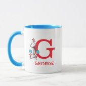 帽子の中の猫、シング・ワン 名前とモノグラム G マグカップ (左)